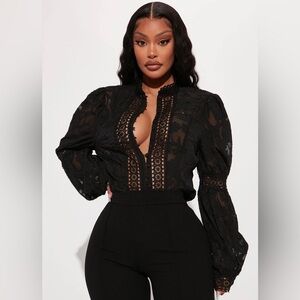 Fashion Nova Black Lace Blouse